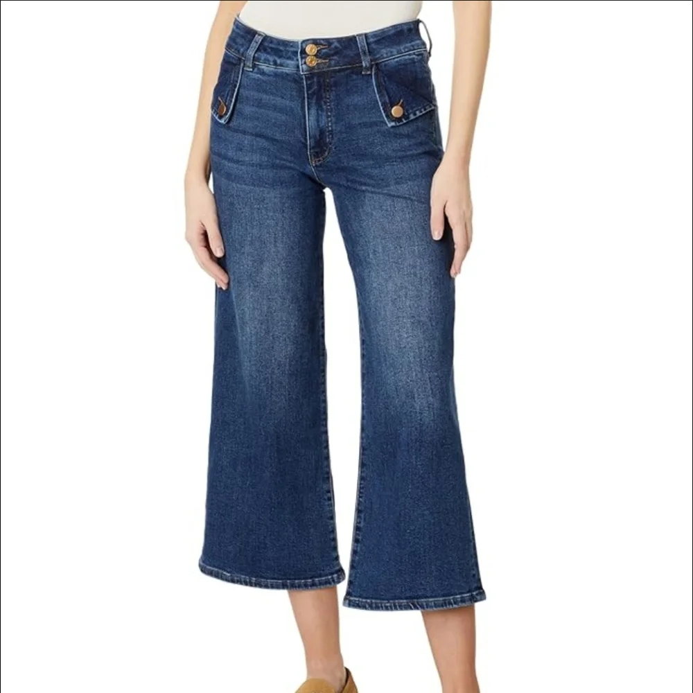 Kut from the Kloth Meg High-Rise Wide Leg Cropped Jeans, Size 16 - Picture 1 of 11